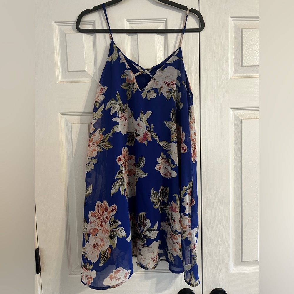 Floral Blue Sleeveless Dress